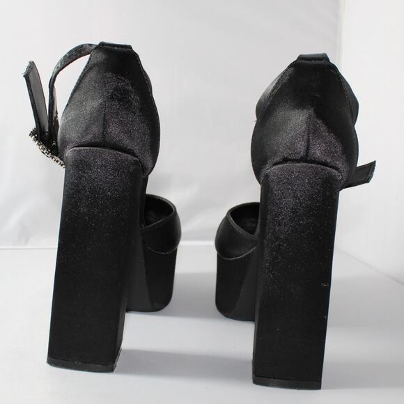 Simmi London Adley Heel in Black Satin Chunky Platform US 8 - Picture 4 of 12